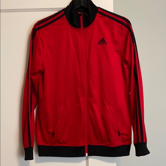 red and black adidas track jacket